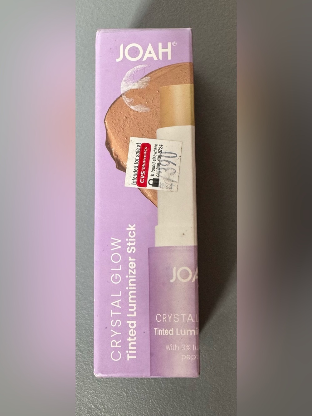 JOAH Crystal Glow Tinted Luminizer Stick Lavender Packaging fair to light FC050